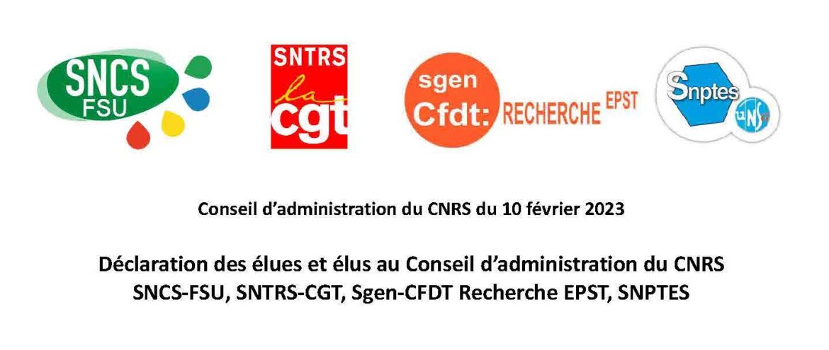 Vente de Meudon : déclaration intersyndicale au CA du CNRS du 10 février 2023